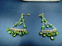 14k gold green drop ears d